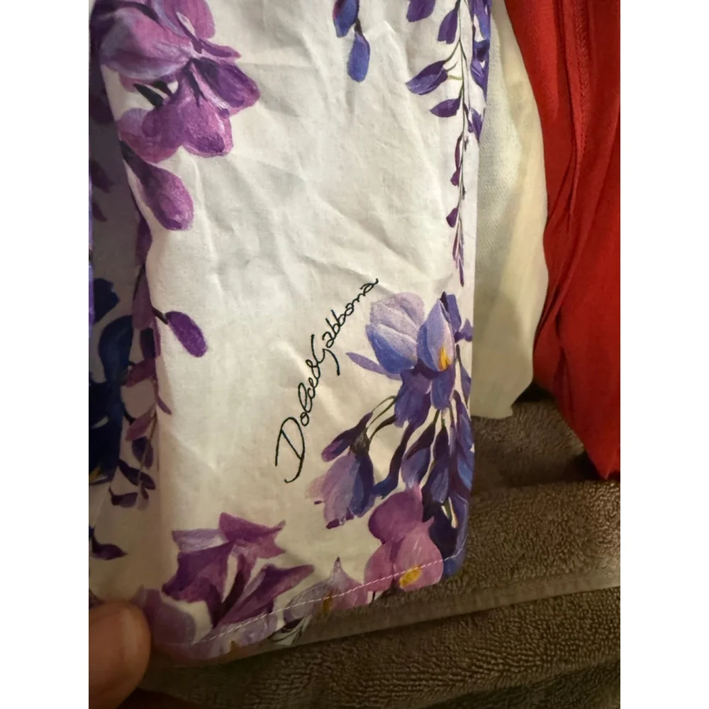 Women's Dolce & Gabbana Mini Dress Size 6 White Purple Floral - Picture 6 of 6